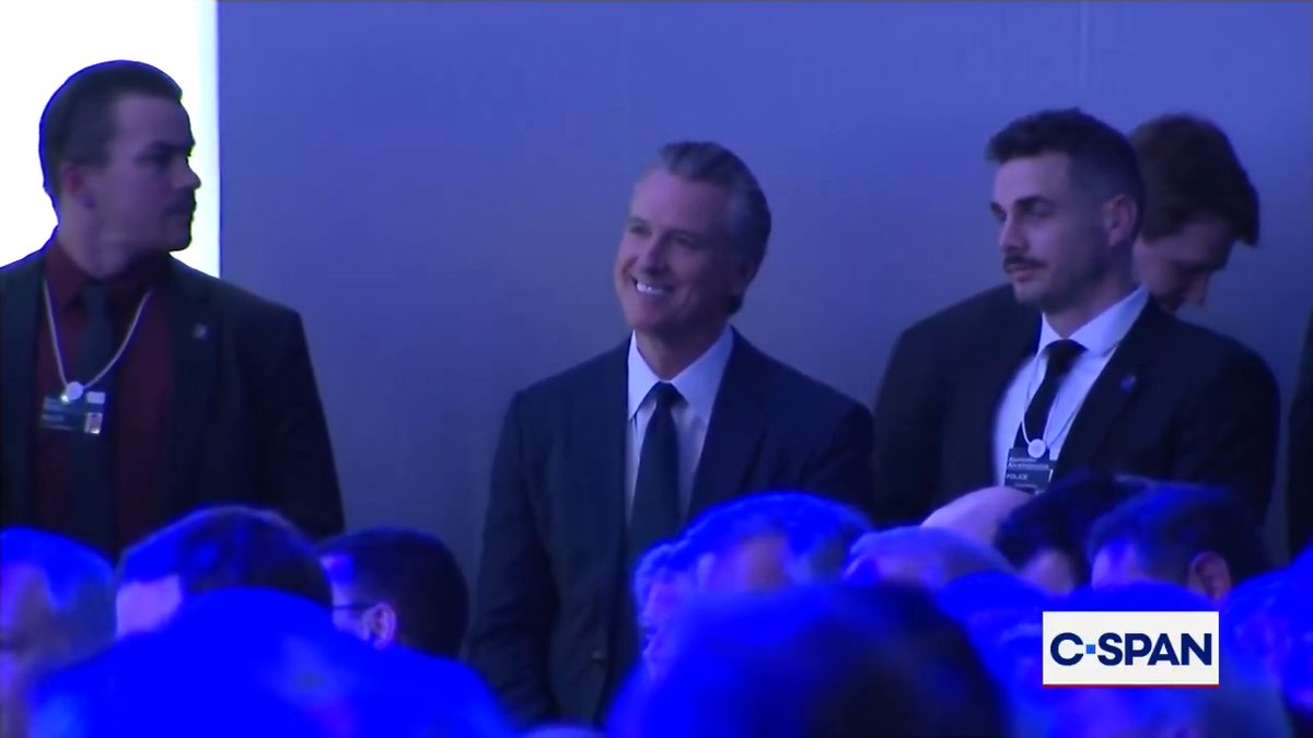 Governor Gavin Newsom reacts to President Trump's remarks on California at World Economic Forum.