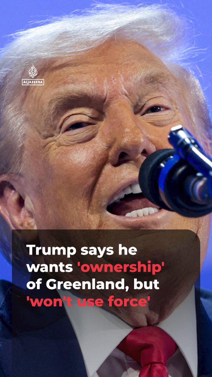 President Trump said the US needs “ownership” of Greenland to defend it from adversaries like China and Russia, but in his address at the World Economic Forum said he “won’t use force” to acquire the autonomous Danish territory.