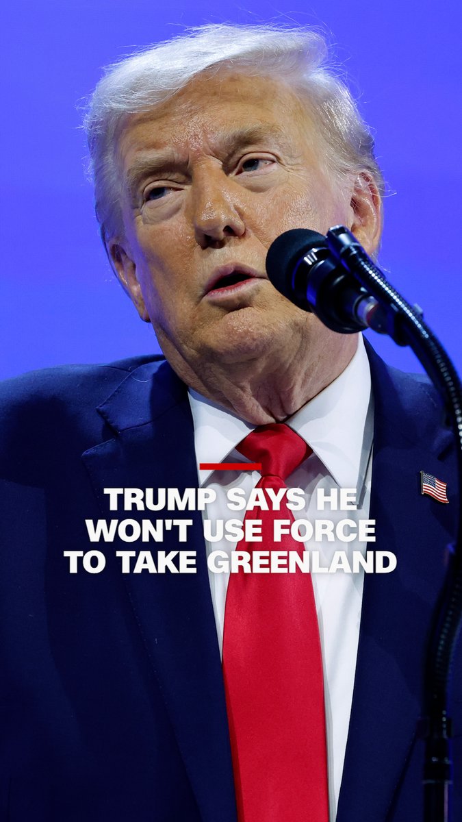 President Donald Trump addressed the World Economic Forum in Davos, Switzerland, where he doubled-down on his demand for control of Greenland but said he would not use force to acquire the self-governing Danish island. Follow live updates: