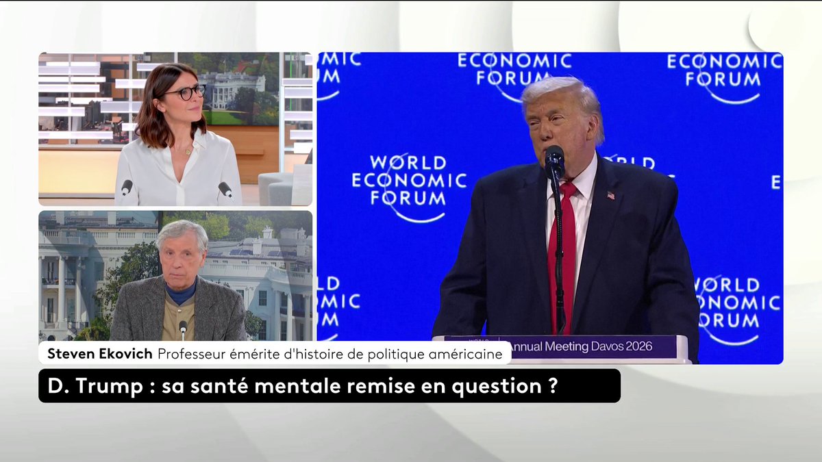 🔴 🗣️ Santé mentale de Donald Trump : "C'était un fleuve incohérent, décousu, même farfelu", juge le professeur émérite d'histoire steven ekovich, à propos du discours du président américain au forum économique de Davos. #ToutEstPolitique #Canal16