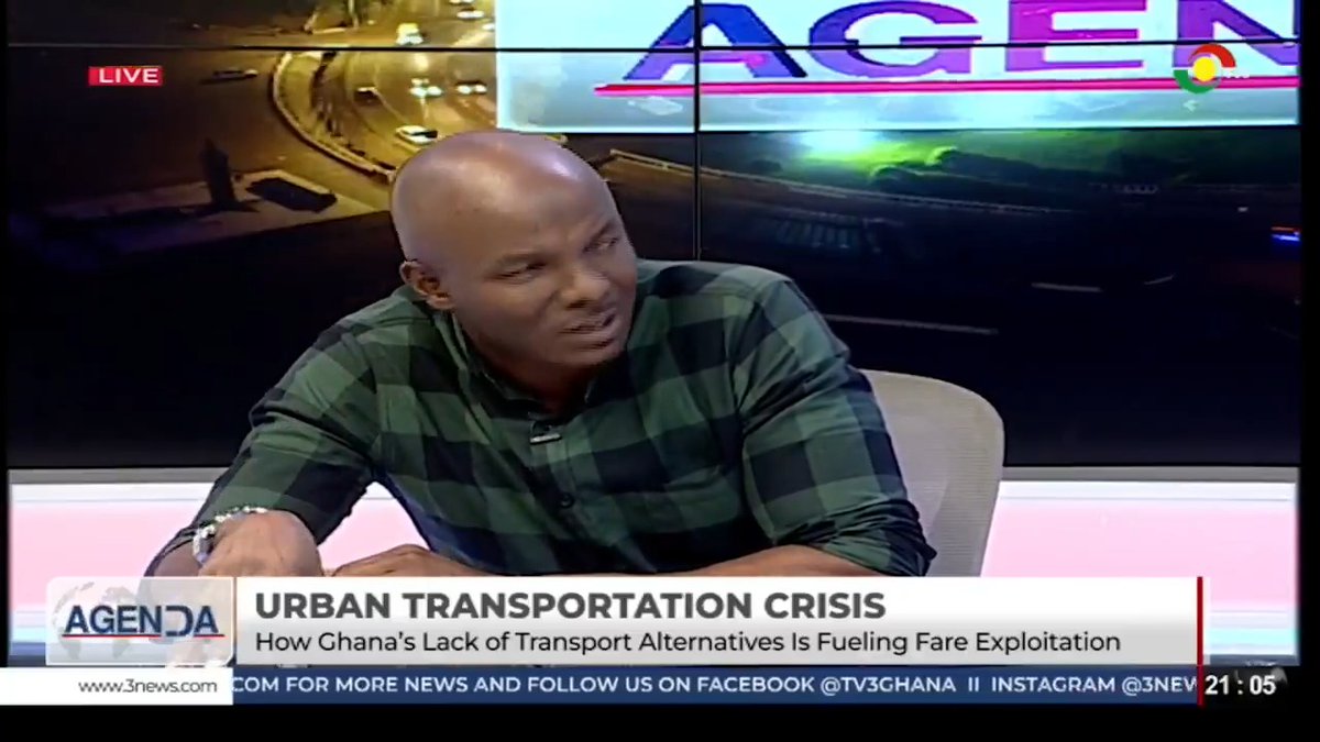 Traffic between Madina and Accra isn't about bad roads but road indiscipline turning a 30-minute journey into two hours and stranding commuters. - Ing. Mahama Abdulai (Civil Engineer and Transport Expert) #Agenda #TV3GH