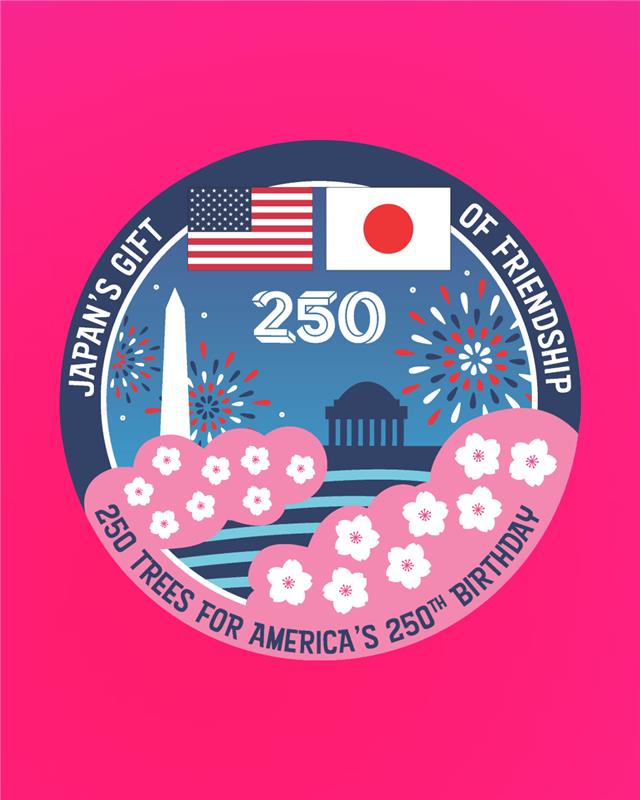 Japan is gifting the United States an additional 250 cherry blossom trees to celebrate America's 250th birthday! 🌸 We'll use this logo when celebrating Japan-US friendship! 🇯🇵🇺🇸