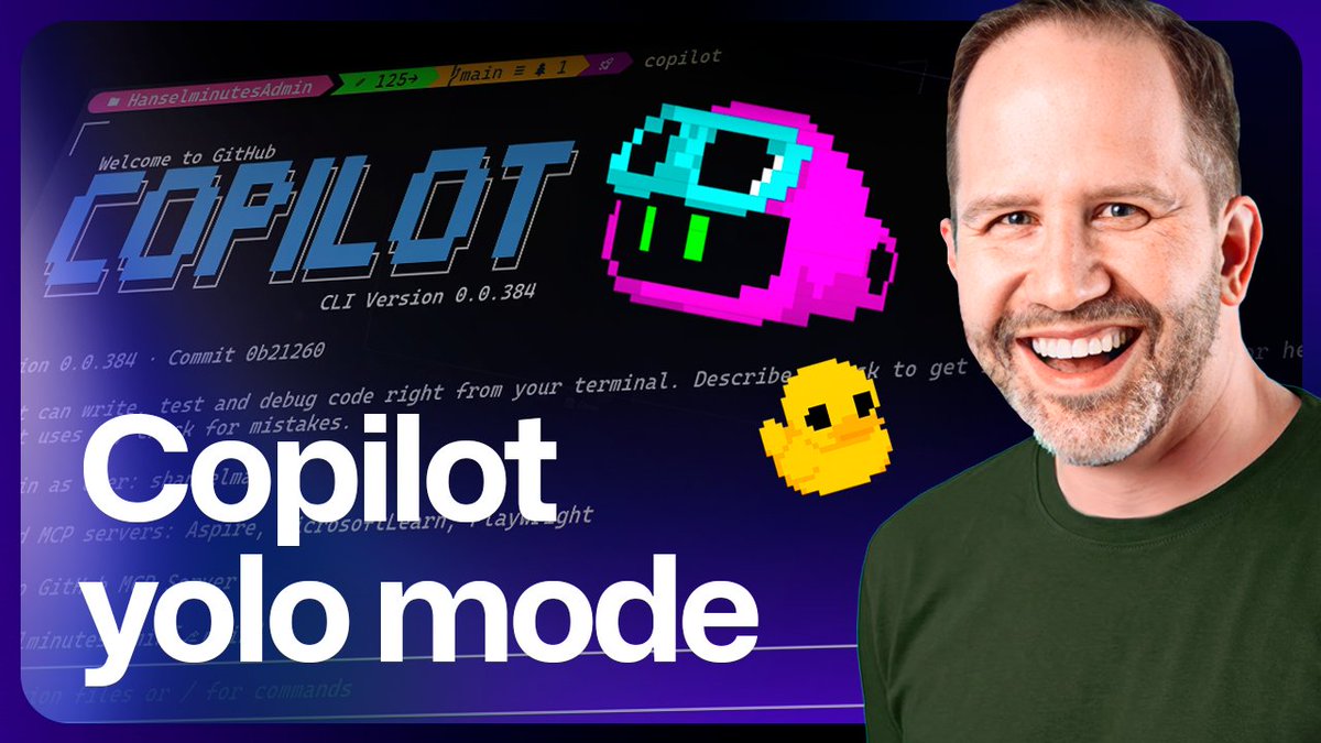 Did you know that --yolo is a real command you can use in Copilot CLI? 😎 Scott Hanselman 🌮