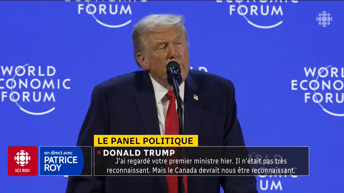 « Le Canada vit grâce aux États-Unis. Souviens-toi de ça, Mark », a lancé Donald Trump après le discours de Mark Carney à Davos Trump « devait être très en colère de voir que le premier ministre canadien lui a volé la vedette » dit Josée Legault à #EDPR: