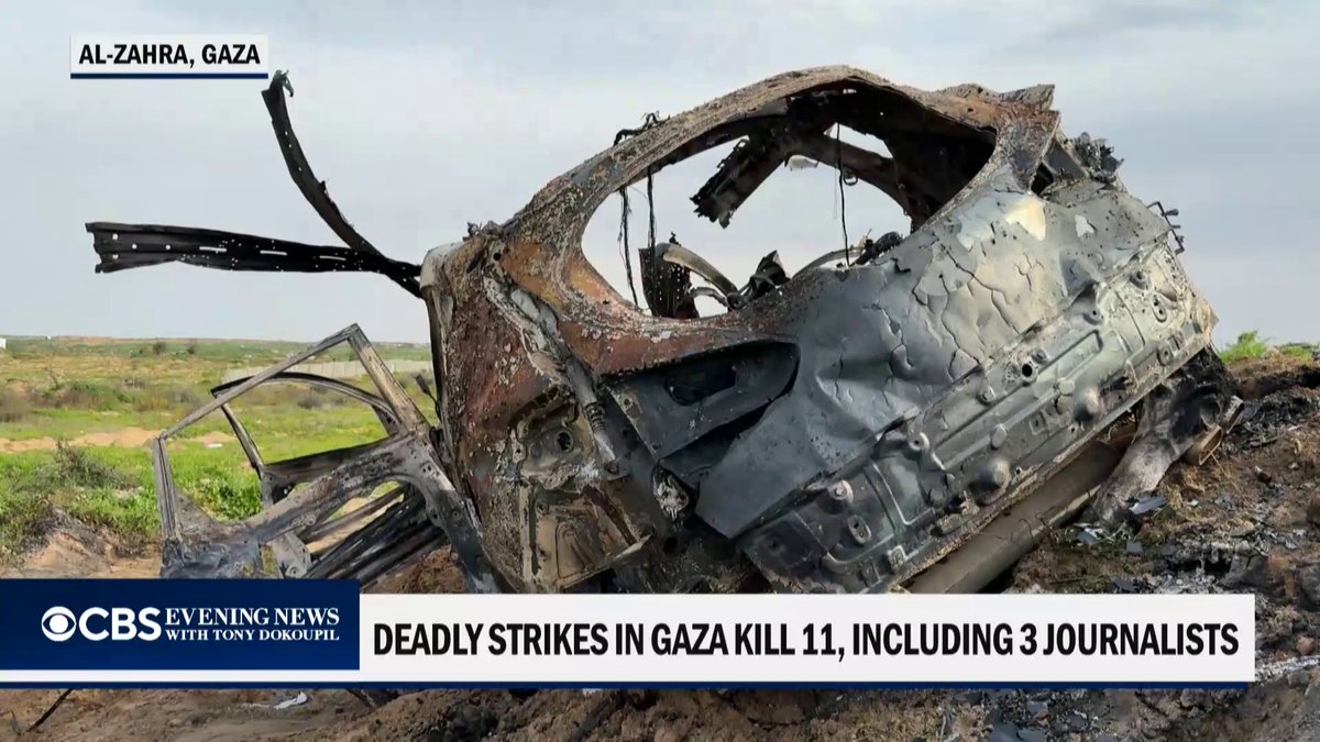 An Israeli airstrike killed 11 people in Gaza on Wednesday, including three journalists, the territory's civil defense agency said. One of those killed, Abed Shaat, had worked for years as a photographer for CBS News and other outlets.