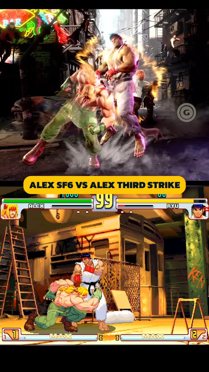 Alex #streetfighter6 vs Street Fighter 3 Gameplay Comparison