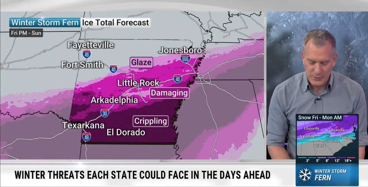 Meteorologist Mike Bettes breaks down the winter threats each state could face in the days ahead. Get caught up ⬇️