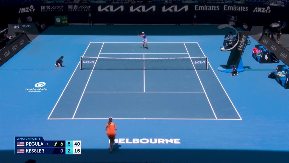 In and out. Pegula seals a 6-0 6-2 win in under an hour, and progresses to the third round of the #AusOpen 💪 Wide World of Sports • ESPN • TNT Sports • WOWOWテニス • #AO26