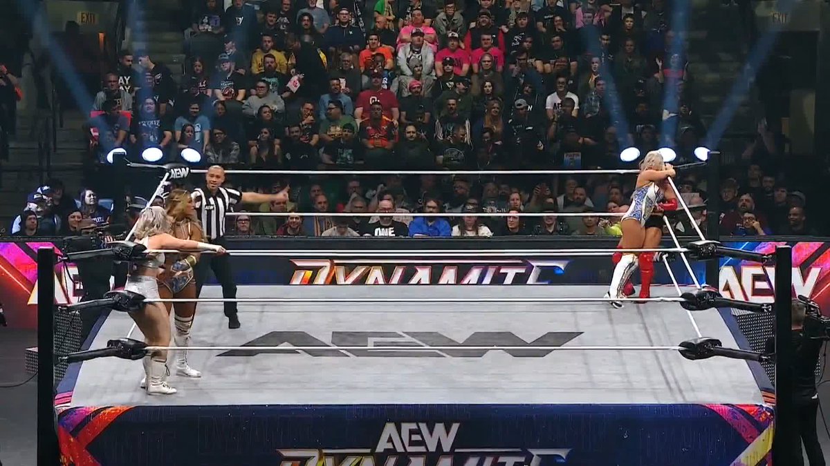 The Timeless Love Bombs are getting straight to work on @MeganBayne + @ThePenelopeFord! Watch #AEWDynamite LIVE on TBS &amp; HBO Max