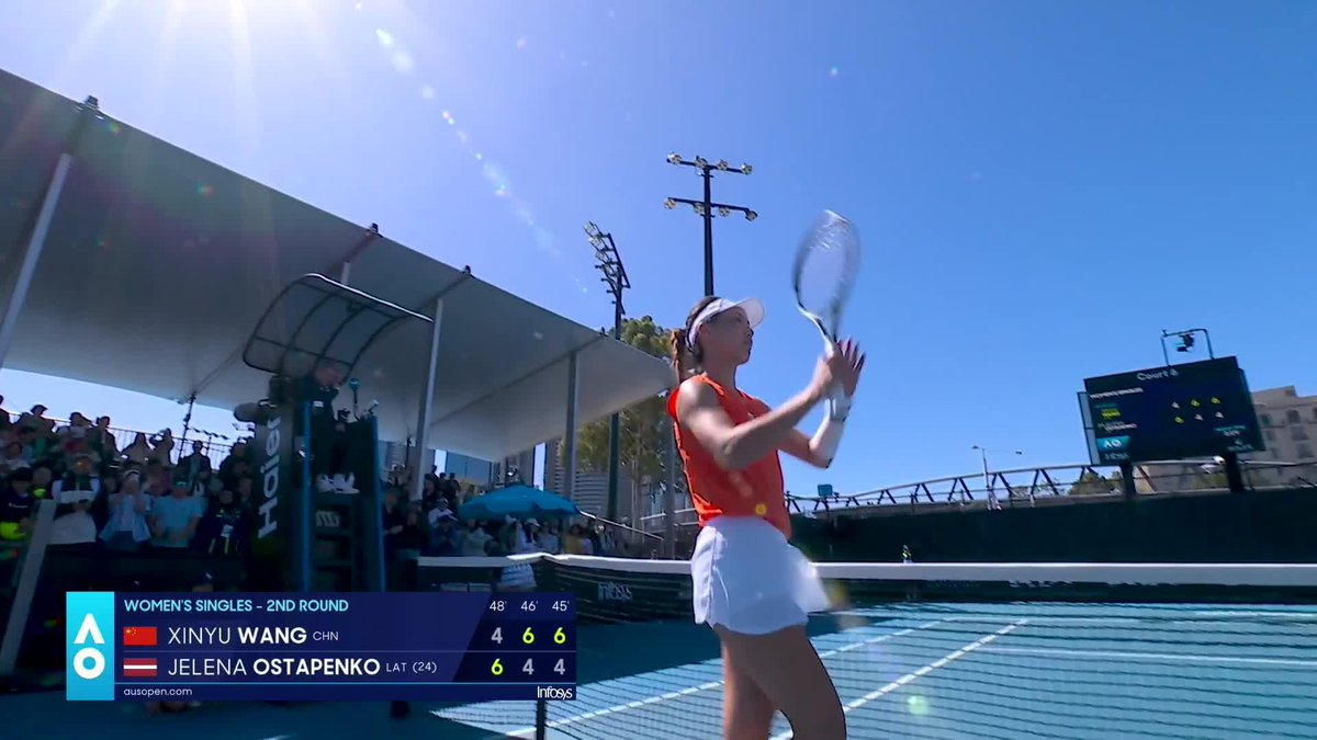 Welcome to the AO third round for the first time, Xinyu Wang 👏 She eliminates 24th seed Ostapenko in three tight sets. Wide World of Sports • ESPN • TNT Sports • WOWOWテニス • #AO26