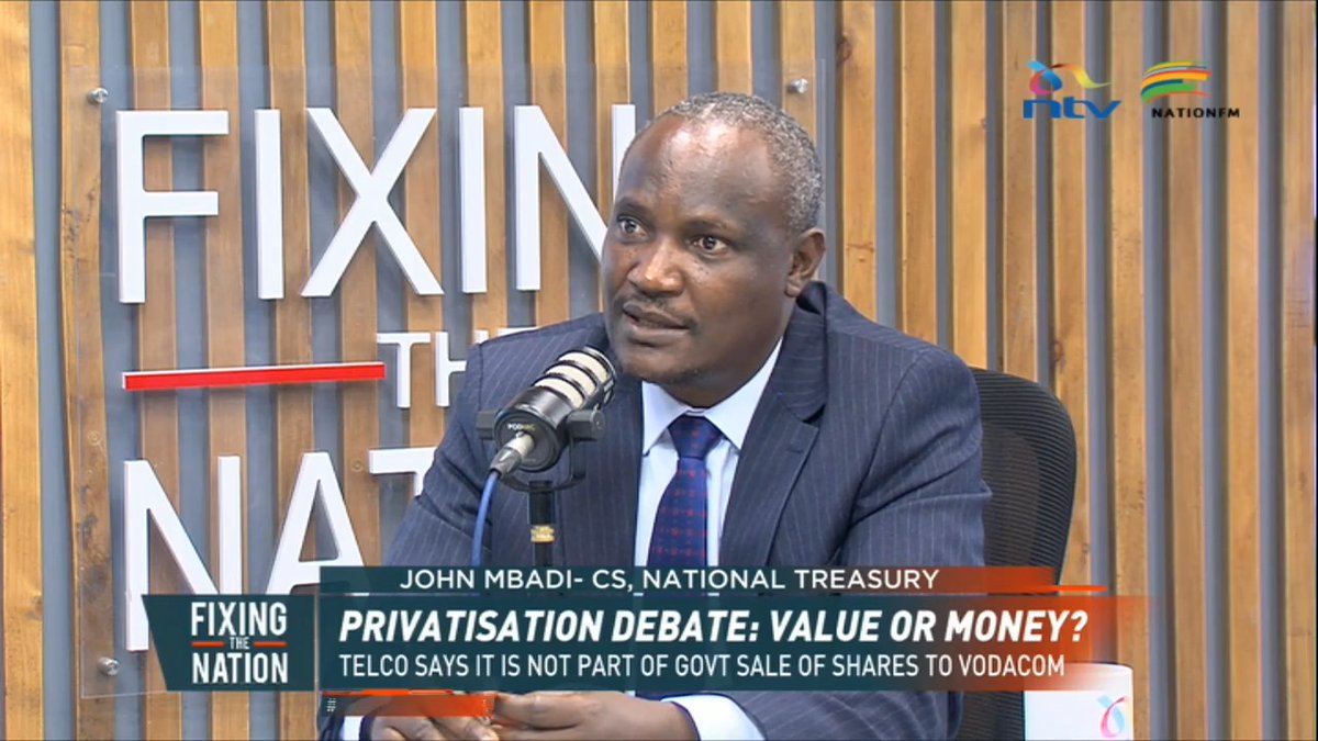 CS Mbadi: Ndindi Nyoro should bring the valuation method he used to show that Safaricom shares were undervalued. Valuing shares is not like selling fish or 'waru' in the market. #FixingTheNationNTV Nation FM Nomadic Panda 🐼 Eric Latiff