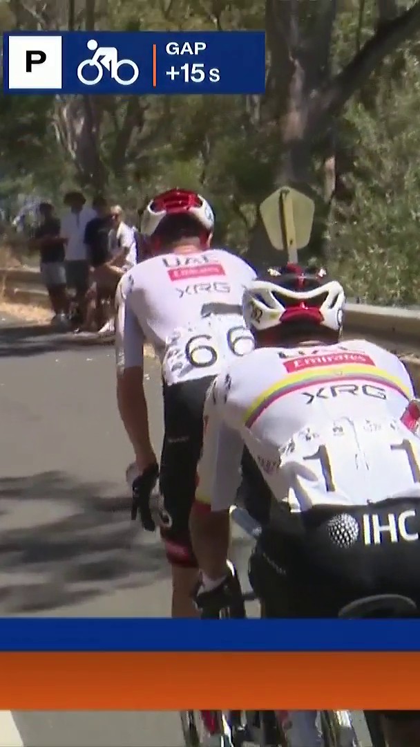 #TDU2026 Se lo han tomado con calma los UAE en este inicio de temporada. Palo en Corkscrew Road, se marchan solos Jay Vine y Jonathan Narváez, doblete en meta, 1 minuto al resto de candidatos y general sentenciada.