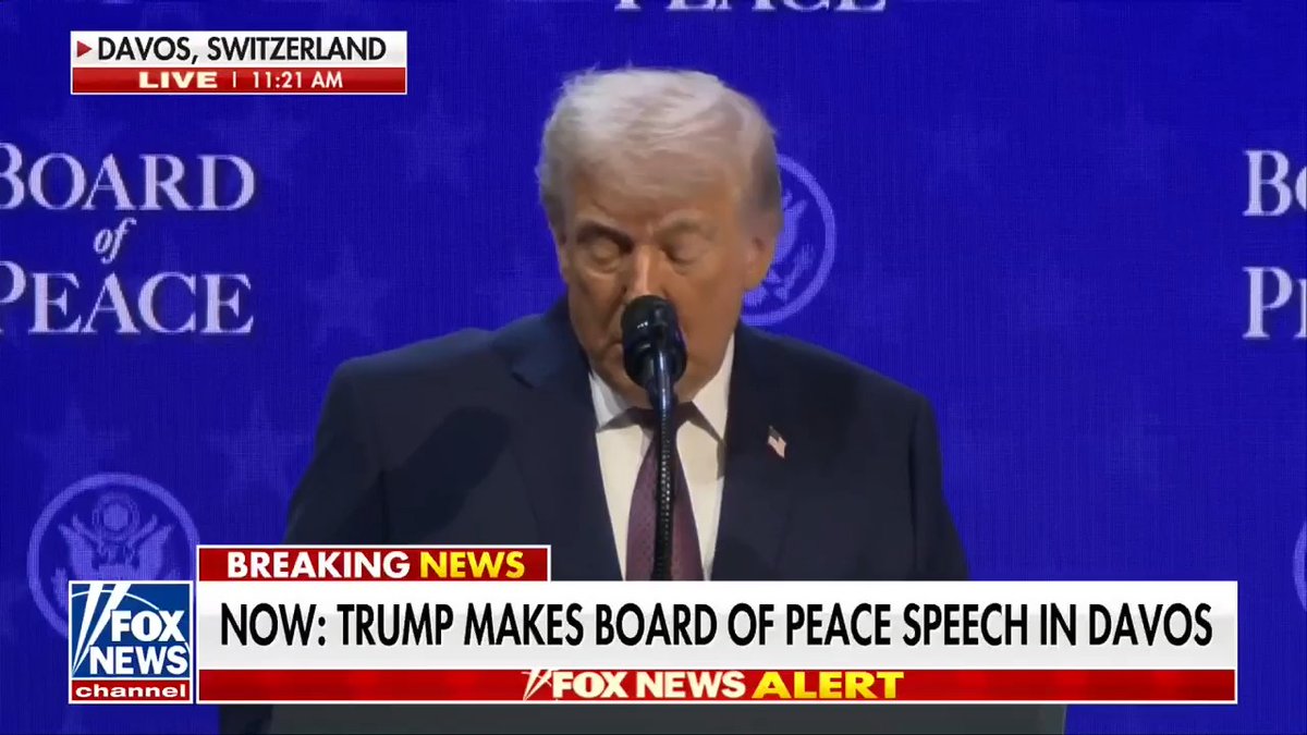 PEACE THROUGH STRENGTH: President Trump takes the stage in Switzerland to roll out the 'Board of Peace,' crediting a "trillion-dollar" military budget for quenching a world that was "on fire" just one year ago. "Just one year ago, the world was actually on fire; a lot of people didn’t know it." "Much of this unprecedented success is possible because I rebuilt our military in my first term, and now we’re making it even stronger."