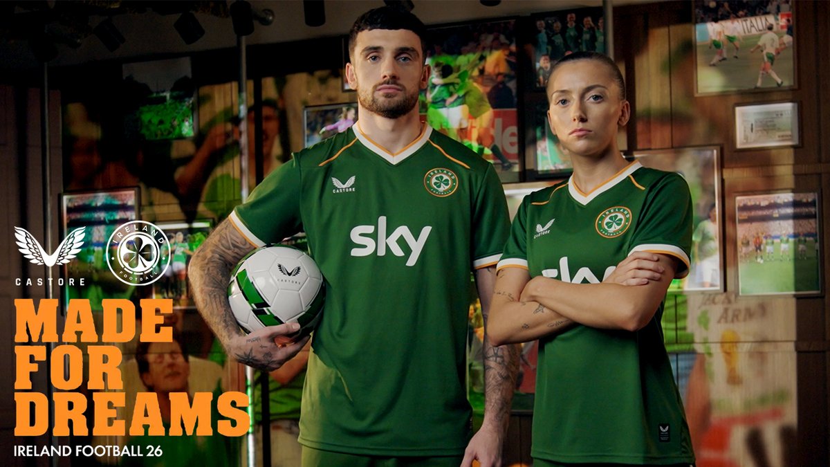 𝗠𝗮𝗱𝗲 𝗙𝗼𝗿 𝗗𝗿𝗲𝗮𝗺𝘀. This jersey is more than fabric and colour. It represents the dreams of our players, the belief of our coaches, and the legacy of everyone who has worn it before. It belongs to a nation united by hope - believing that this is our moment 🇮🇪 Pre-order now 👉