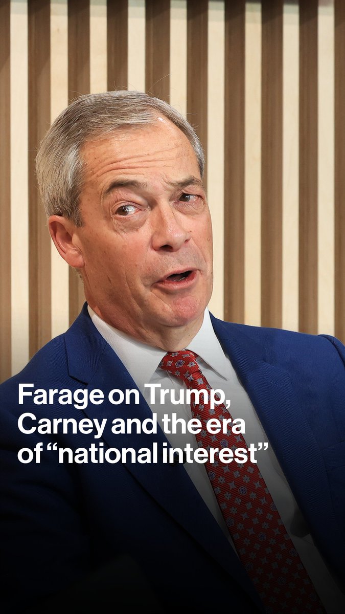 "He gets everything wrong – and keeps being promoted" Nigel Farage takes aim at the Canadian Prime Minister Mark Carney as he speaks to Stephanie Flanders at #BloombergHouse in Davos
