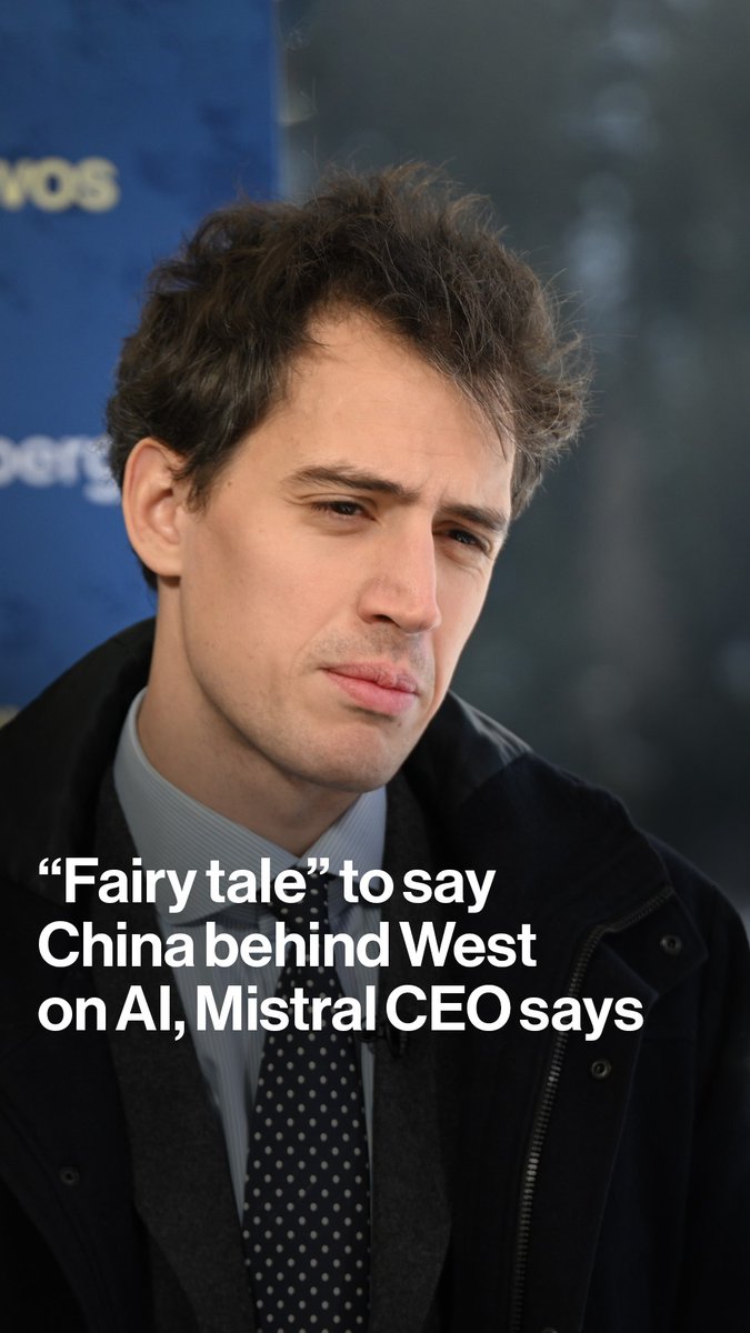 "In AI they are very much at parity." Mistral CEO Arthur Mensch tells @joumannatv it is a "fairy tale" that China is behind the West on AI