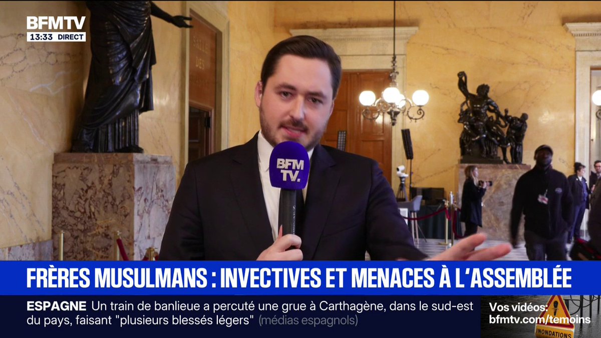 Clash à l’Assemblée nationale lors d’un débat sur l’inscription des Frères musulmans sur la liste terroriste européenne. Échange violent entre députés RN et LFI après une intervention de Laurent Jacobelli.