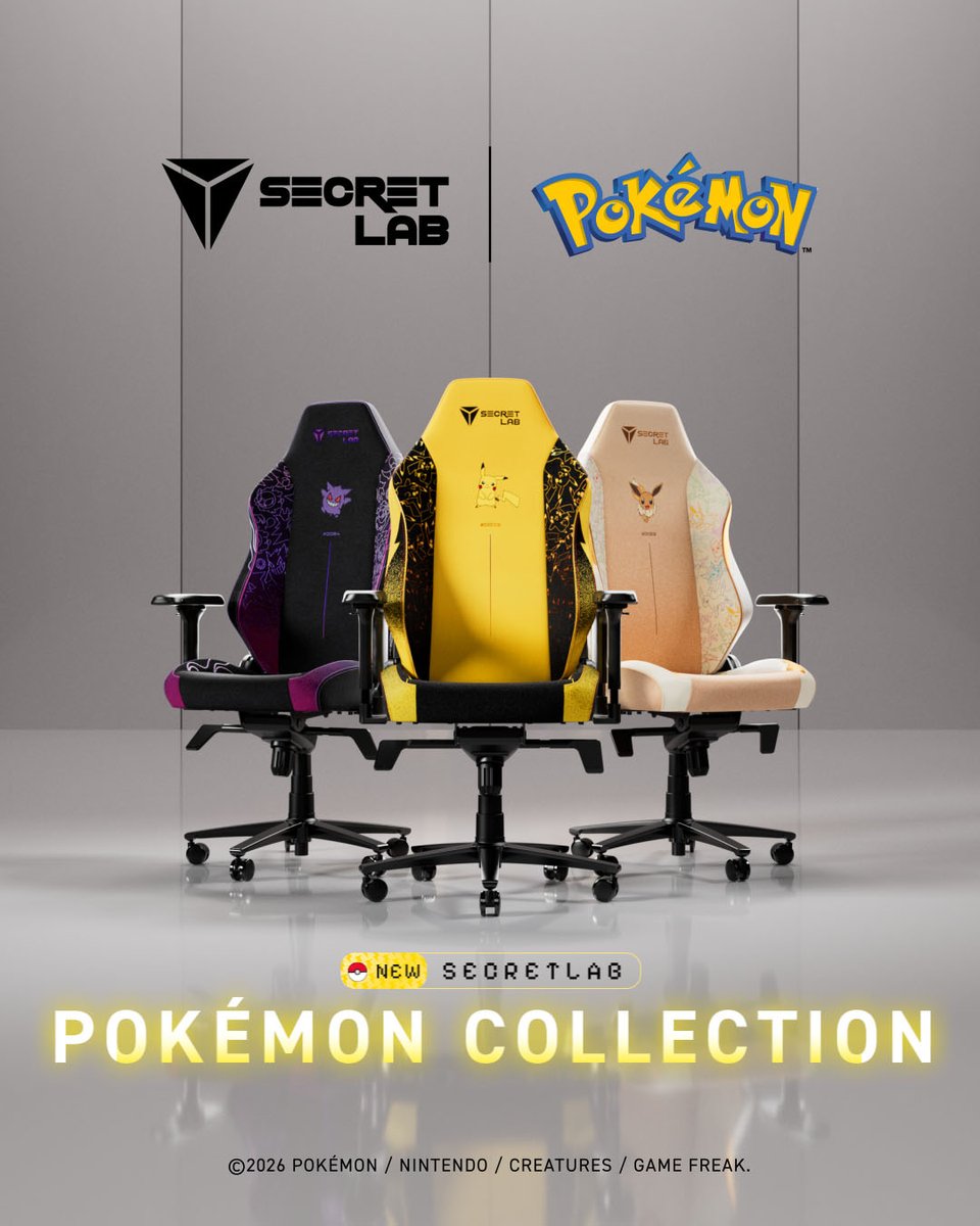 Pikachu. Eevee. Gengar. Pick your Pokémon and head into battle with the Secretlab Pokémon Collection. Shop now: Pokémon #Pokemon #Gengar #Pikachu #Eevee