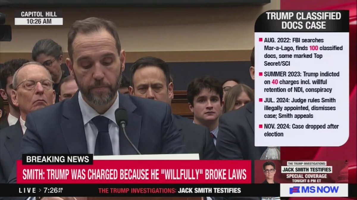 Smith: I stand by my decisions as special counsel, including the decision to bring charges against President Trump. Our investigation developed proof beyond a reasonable doubt that he engaged in criminal activity. If asked whether to prosecute a former president based on the same facts today, I would do so regardless of whether that president was a Democrat or a Republican.