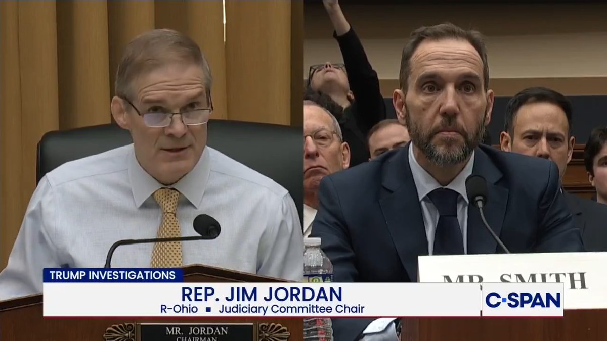 Exchange between Rep. Rep. Jim Jordan and Jack Smith about accounts given by former White House aide Cassidy Hutchinson.