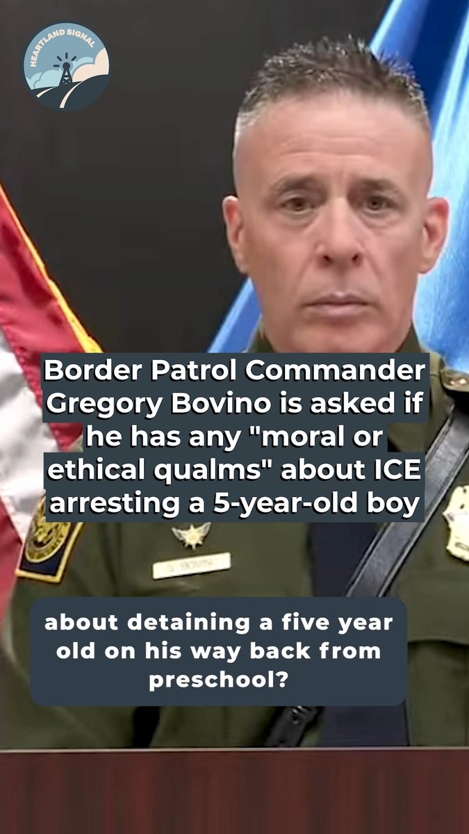Border Patrol Commander Gregory Bovino is asked if he has any "moral or ethical qualms" about ICE arresting a 5-year-old boy leaving preschool earlier this week: "We conduct legal, ethical, and moral law enforcement, missions here in Minneapolis ... We're going to continue with that law enforcement mission ... I've got no qualms about making America a safer place when we arrest those illegal aliens."
