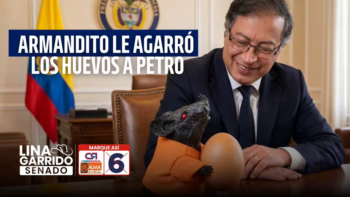 A Armandito le gusta jugar con los huevos de Gustavo Petro. En 2006 cuidaba los del presidente Uribe y su eslogan de campaña era “100% Uribista”. Armandito es capaz de todo y, en campaña, ¡ni se diga!
