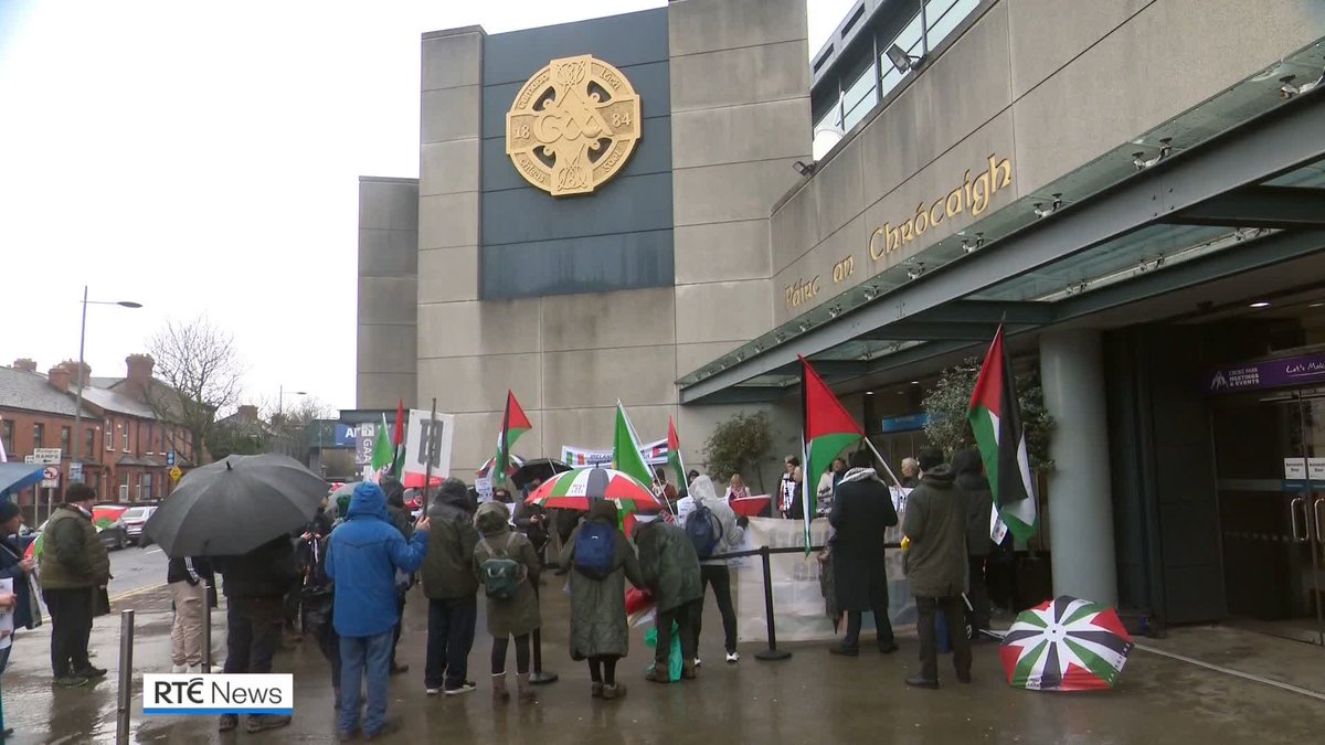 A protest against Allianz Insurance's sponsorship of the GAA took place outside Croke Park today