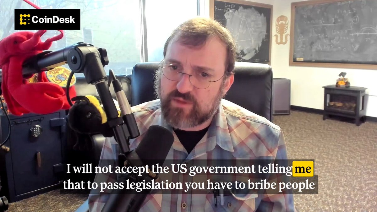 Charles Hoskinson: Crypto legislation shouldn’t require bribery or million-dollar campaign checks. “This is for the American people and the 55 million who hold crypto.”