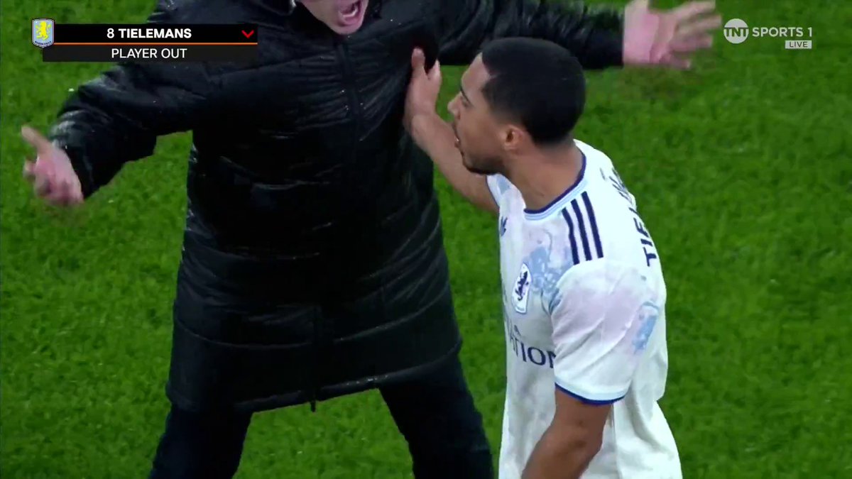 Youri Tielemans clashed with Unai Emery when he was subbed off against Fenerbahce 😳 📺 TNT Sports &amp; discovery+ UK