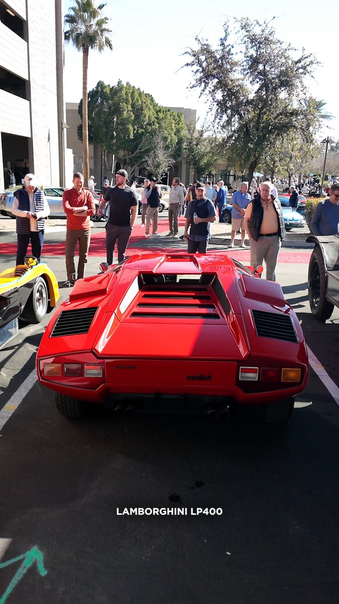 The purest Countach, with provenance to match. Delivered new to Rod Stewart while touring Australia, this 1977 LP400 Periscopio is one of roughly 150 first-series examples produced and widely regarded as the cleanest expression of Gandini’s original design. Powered by the 3.9-liter Bizzarrini-derived V-12 and recently attended to by Lamborghini Polo Storico, it pairs landmark design with serious historical significance. Register to bid at #RMArizona #RMSothebys #Lamborghini #Countach