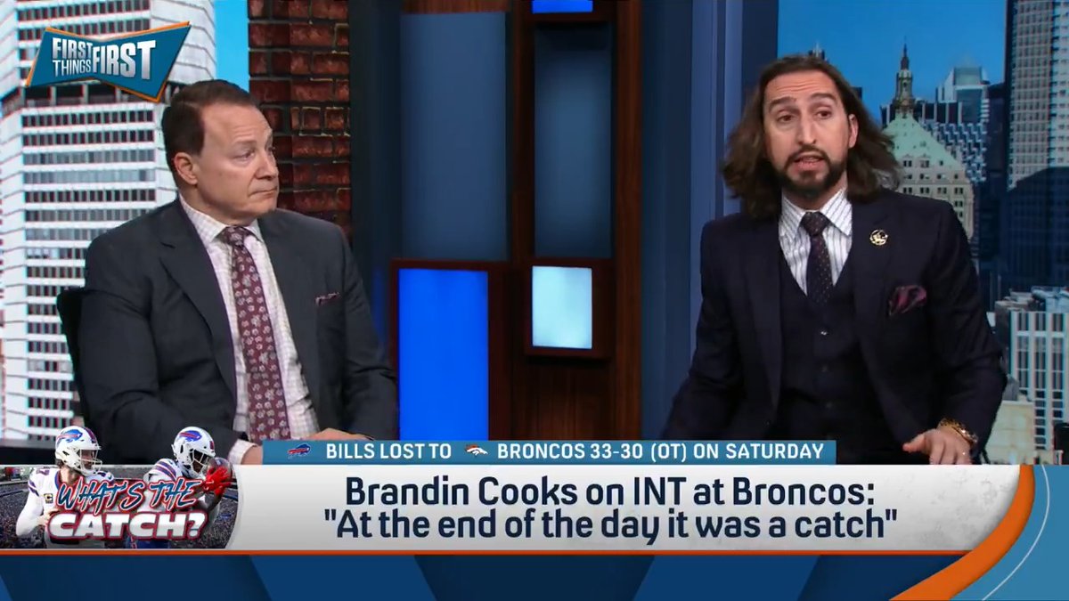 “I watch football 12 hours a Sunday every Sunday. He did not react like a player who thought he had just made the game-winning catch. He reacted like a player who was like oh my god he took the ball from me.” nick wright thinks Brandin Cooks knew it was an INT in real time: