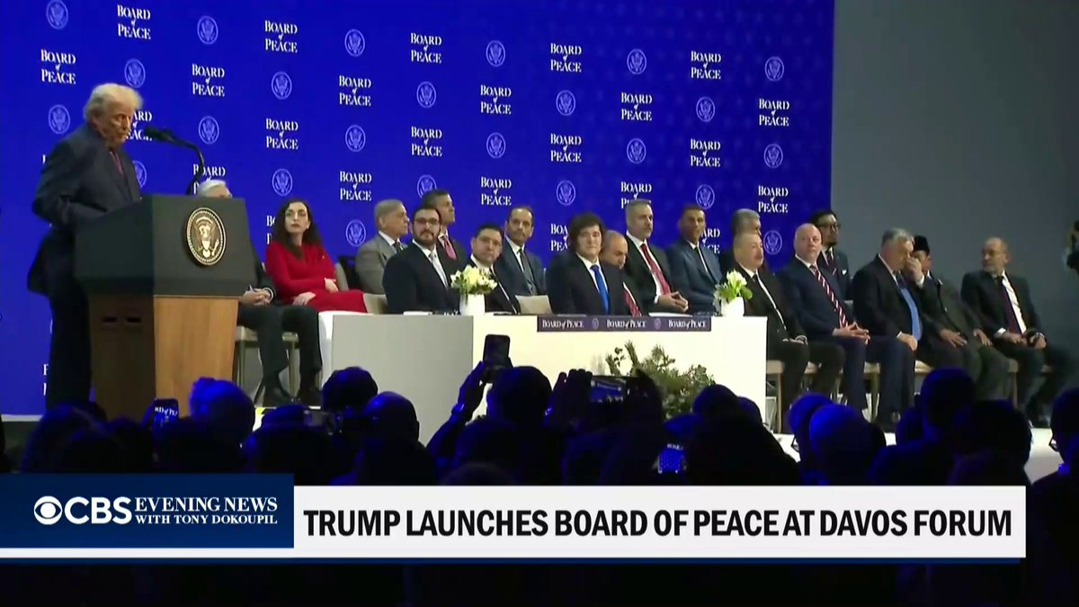 President Trump led a signing of the founding charter of his Board of Peace without major U.S. allies on Thursday in Davos, Switzerland. He said the board would work with the United Nations to ensure peace in the Middle East, costing countries a $1 billion fee to secure a permanent seat.
