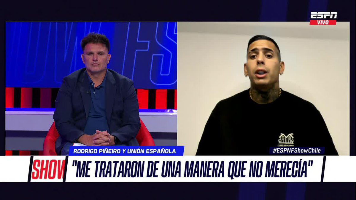 "LE DI PRIORIDAD A LA UNIÓN ESPAÑOLA Y ME TRATARON DE UNA MANERA QUE NO MERECÍA" Rodrigo Piñeiro se refirió a su frustrado regreso a la Unión Española de cara a este 2026. Mira #ESPNFShowChile en el Plan Premium de #DisneyPlus.