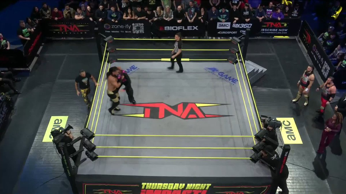 .Mustafa Ali lands face-first on the apron thanks to #BrotherNero DELETED! #TNAiMPACT
