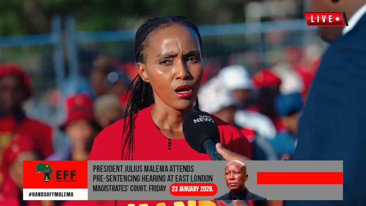 ♦️Must Watch♦️ The EFF National Spokesperson, Commissar Thembi Msane giving the state of readiness at Orient Theatre ahead of President’s Pre-Sentencing Hearing. As the EFF, we will not be surprised by any outcome today, as we firmly believe this case is politically motivated. #HandsOffMalema