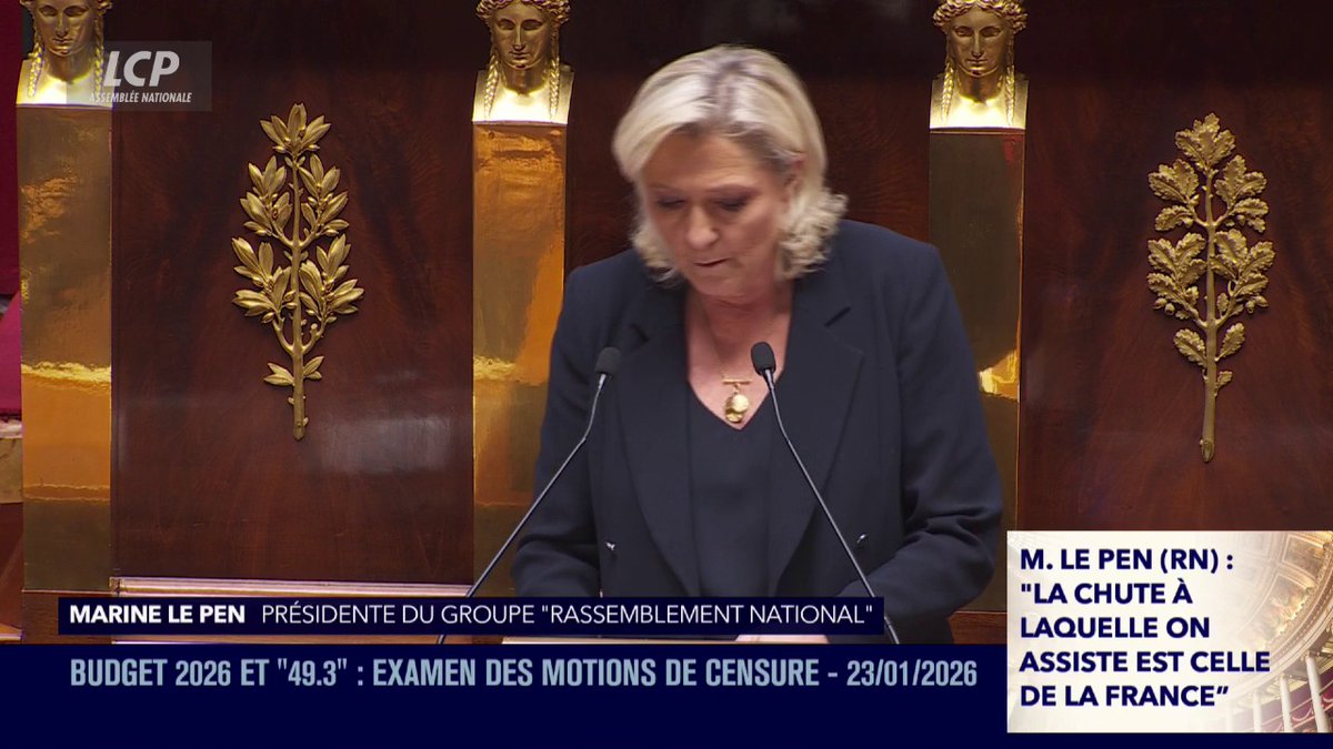🇫🇷 FLASH | "Votre projet est un Tchernobyl budgétaire", déclare Marine Le Pen au Premier ministre Sébastien Lecornu alors que deux motions de censure sont examinées à l'Assemblée nationale.