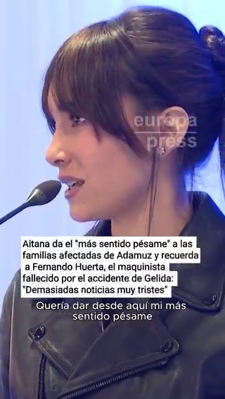 Aitana da el "más sentido pésame" a las familias afectadas de Adamuz y recuerda al maquinista fallecido por el accidente de Rodalies: "Demasiadas noticias muy tristes"