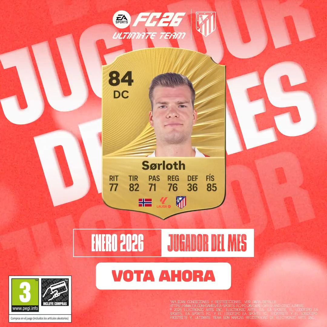 Sørloth, nominado a Jugador del Mes de enero de LaLiga 🔨 Vota ➡️ #FC26 | #POTM
