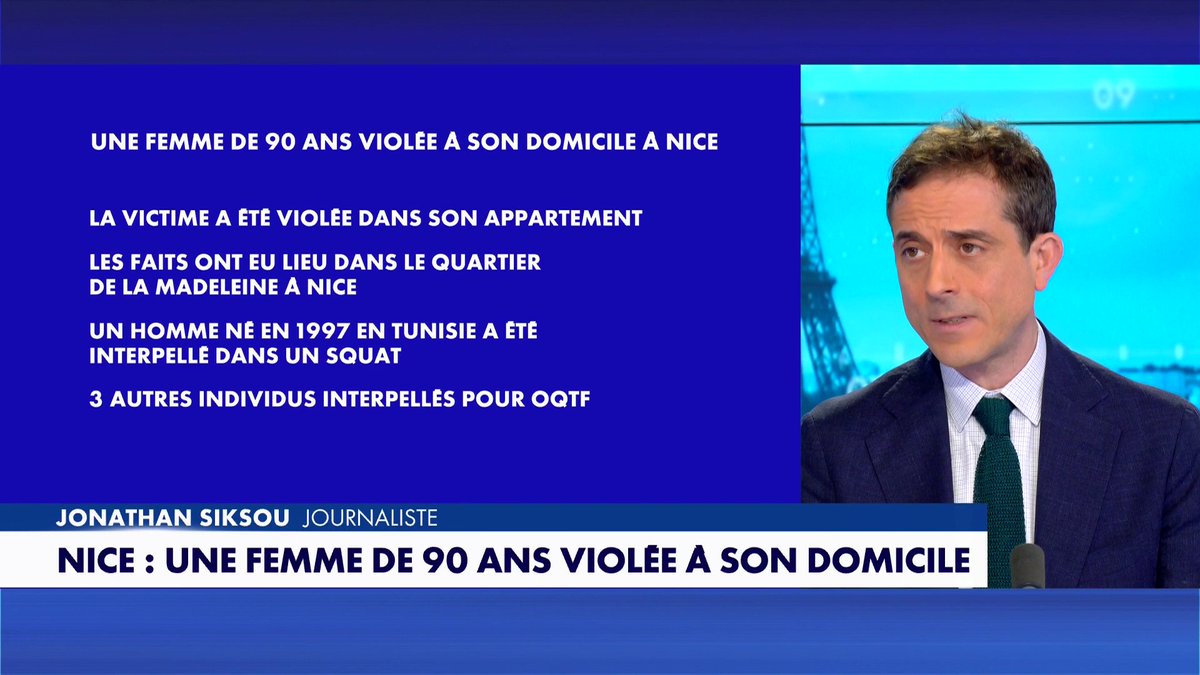 Jonathan Siksou réagit au terrible viol d’une femme de 90 ans à son domicile même : «Soit la France est le plus grand hôpital psychologue au monde soit il y a des responsables», dans #180minutesinfoWE
