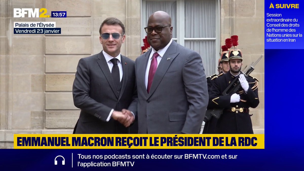 🇫🇷🇨🇩 EN IMAGES | Emmanuel Macron reçoit à l’Élysée Félix-Antoine Tshisekedi Tshilombo, président de la République démocratique du Congo.