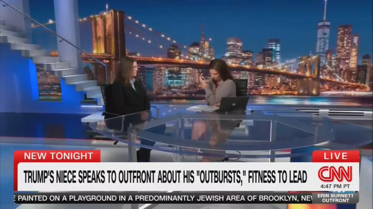 Trump's niece speaks on Trump's cognitive decline: "There seem to be some indications that he has some cognitive issues, hence all of the cognitive tests he's taking... His behavior, his inability to stay on topic. It seems that he's not exactly aware of where he is."