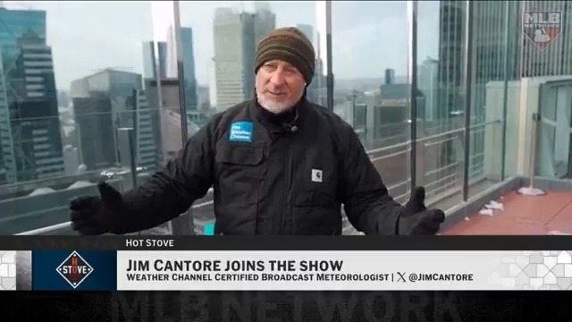 We've got a MLB Network x @WeatherChannel crossover! ❄️ Meteorologist Jim Cantore discussed the incoming snow storm this weekend, the two New York baseball teams and more! #MLBNHotStove