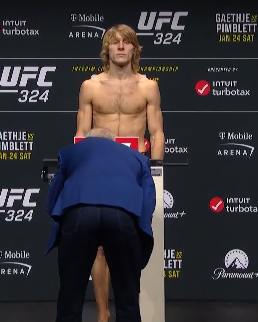 First to the scale ⚖️ Paddy Pimblett checks in at 154lbs for one half of the main event! [ #UFC324 | TOMORROW | 9pmET on @ParamountPlus ]