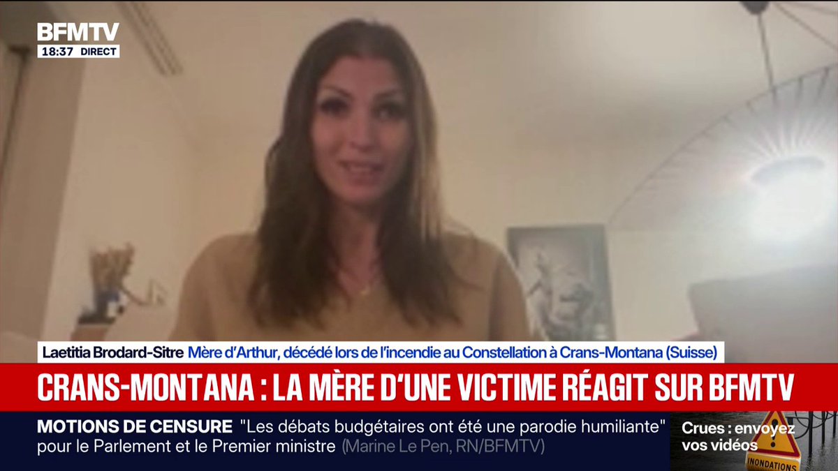 "Nous sommes consternés par cette décision" Laetitia Brodard-Sitre, mère d'Arthur, décédé lors de l'incendie au Constellation à Crans-Montana, réagit à la libération de Jacques Moretti
