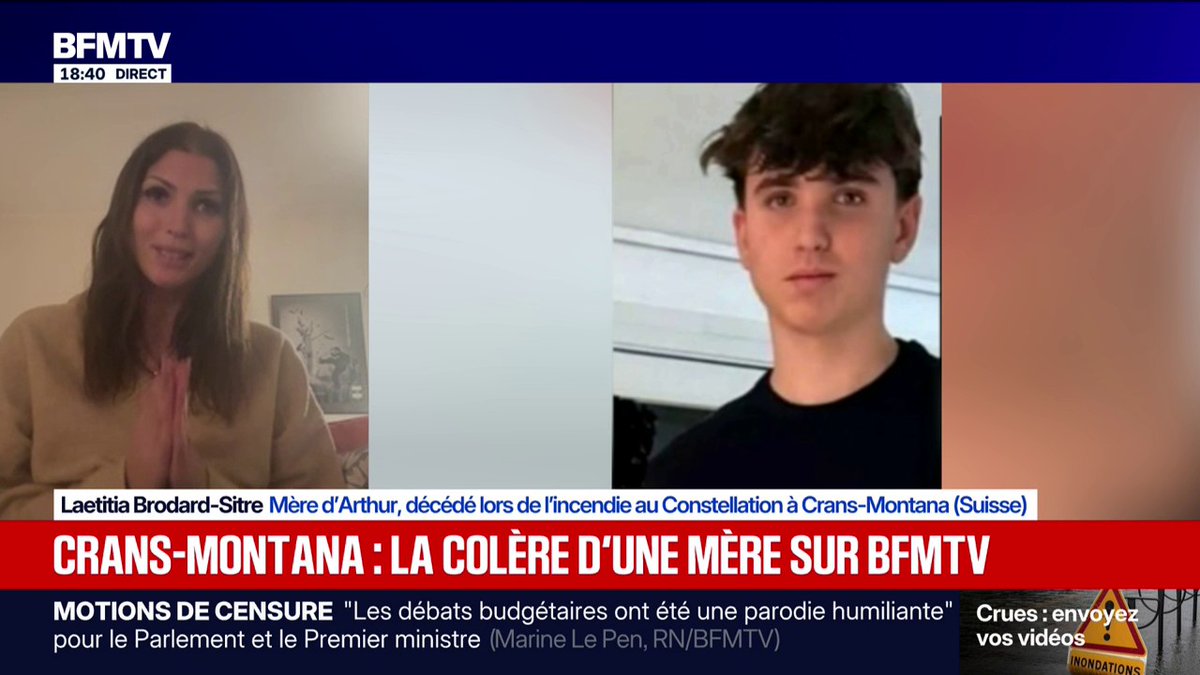 Libération de Jacques Moretti: "Vous vous rendez compte du risque qu'on ne sache jamais pourquoi nos enfants sont morts ?", s'interroge Laetitia Brodard-Sitre, mère d'Arthur, décédé lors de l'incendie à Crans-Montana