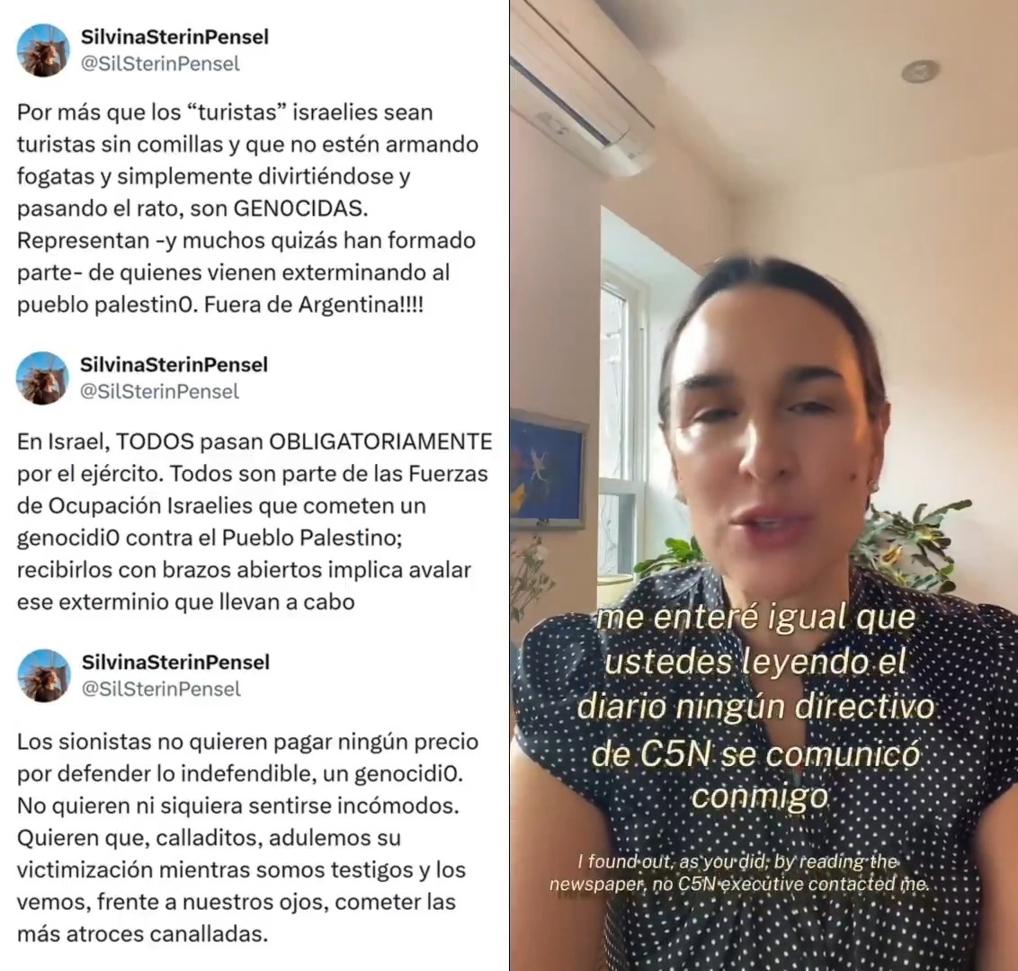 "Silvina": Porque Silvina Sterin Pensel fue despedida de C5N tras sus comentarios contra Israel