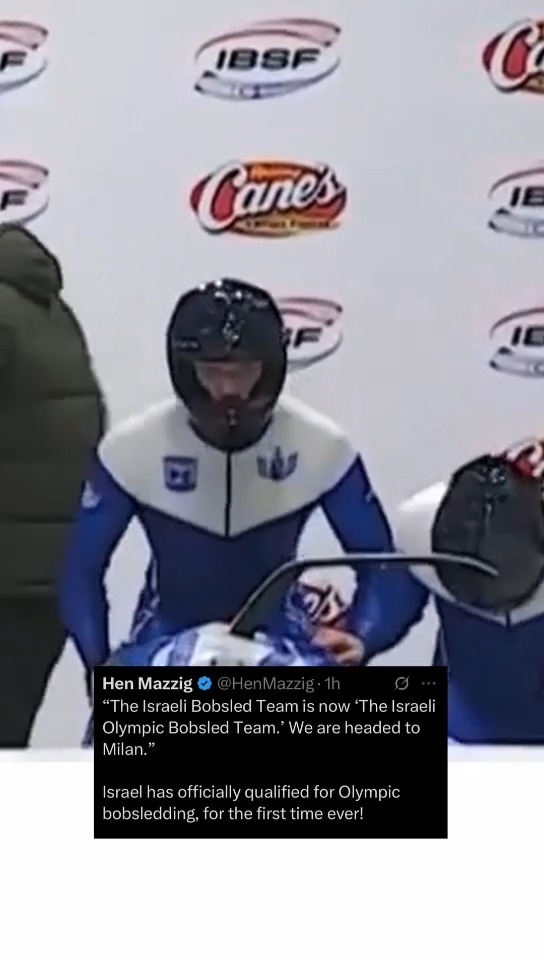 For the first time ever, the Israeli bobsled team has qualified for the 2026 Winter Olympics! This moment for Israel 🇮🇱 mirrors what happened with the Jamaican bobsled team in 1988. Two countries not known for being particularly snowy rose to the occasion to dominate in winter sports. The entire country is so proud.