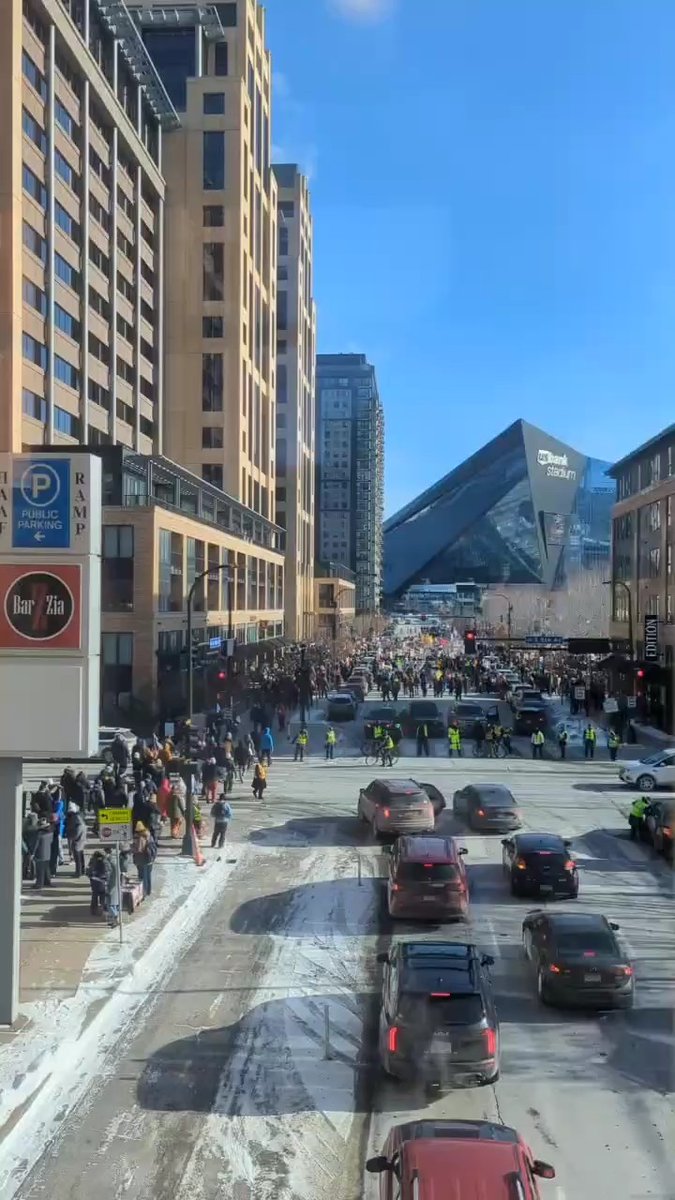 Hundreds of demonstrators are streaming toward downtown Minneapolis for a march and rally against federal law enforcement, waving signs that read "ICE OUT!" Follow updates here: