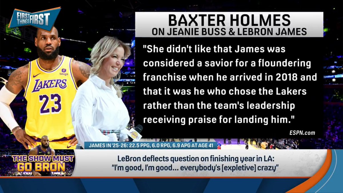 “Jeanie Buss and the Lakers and the Buss family should be grateful that LeBron decided: I wanna go to the Lakers... If LeBron had not decided to go to the Lakers, the Buss children…would go down as abject failures.” Chris Broussard says LBJ did save the franchise: