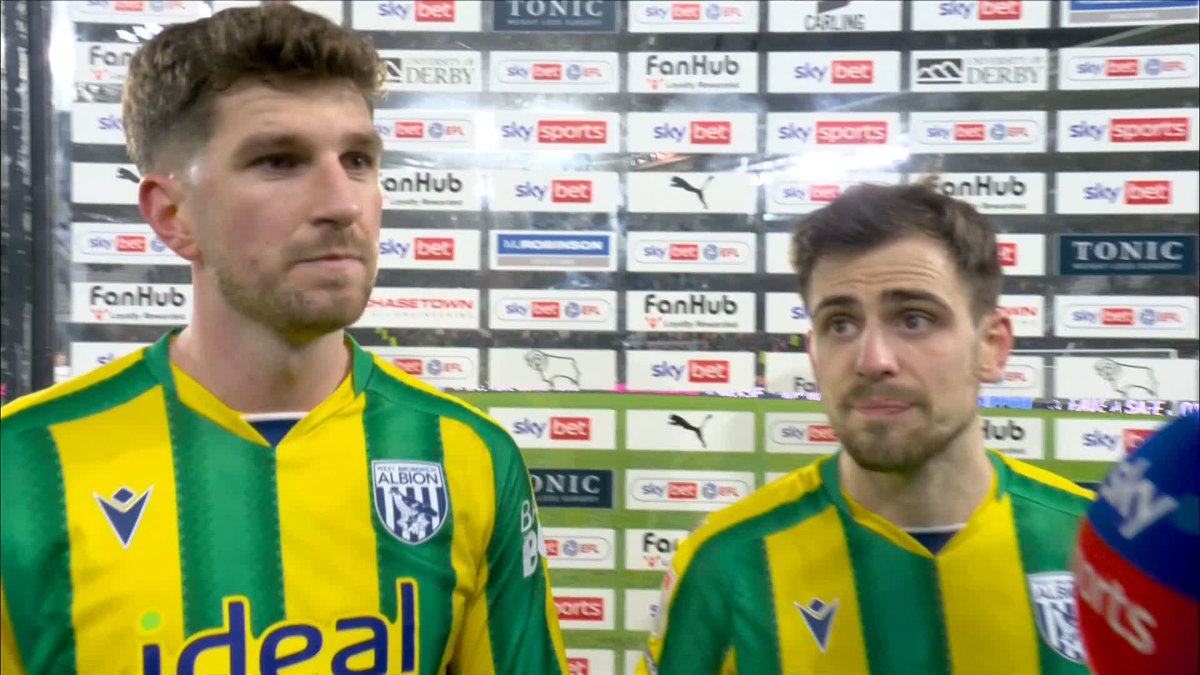 "We know as a group of players we haven't been good enough." Hear from Chris Mepham and Jayson Molumby after West Brom grab a stoppage-time equaliser at Pride Park! 💪